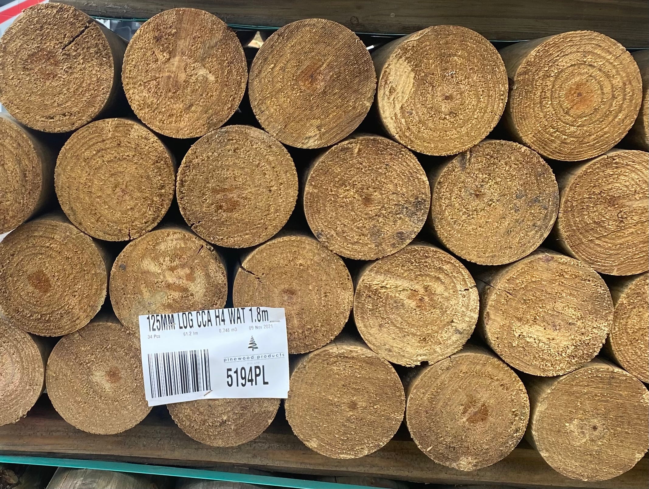 Treated Pine Logs 125mm